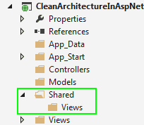 Creating Shared/Views folder in solution explorer